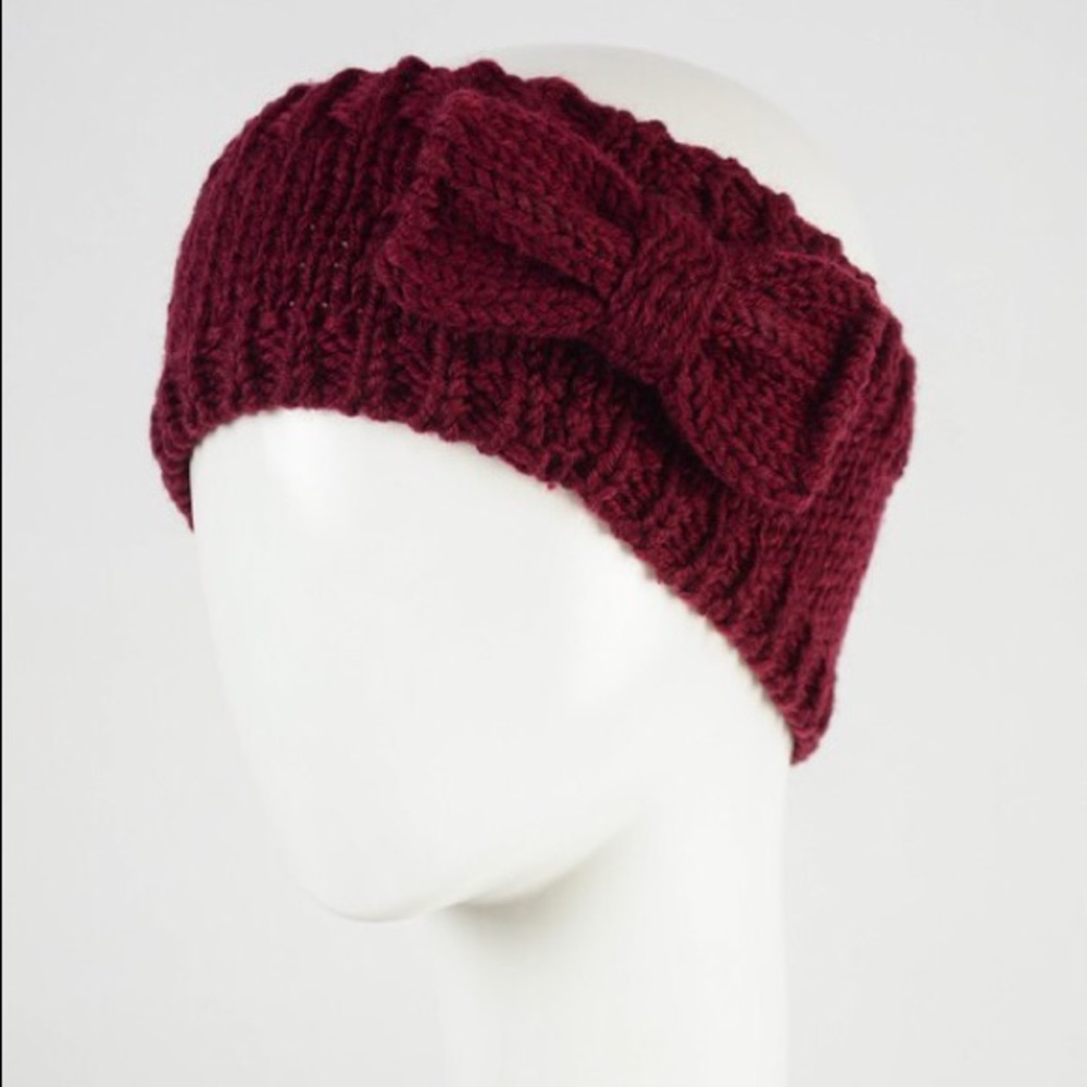 🆕 Burgundy Knit Sweater Bow Headband - Picture 4 of 5